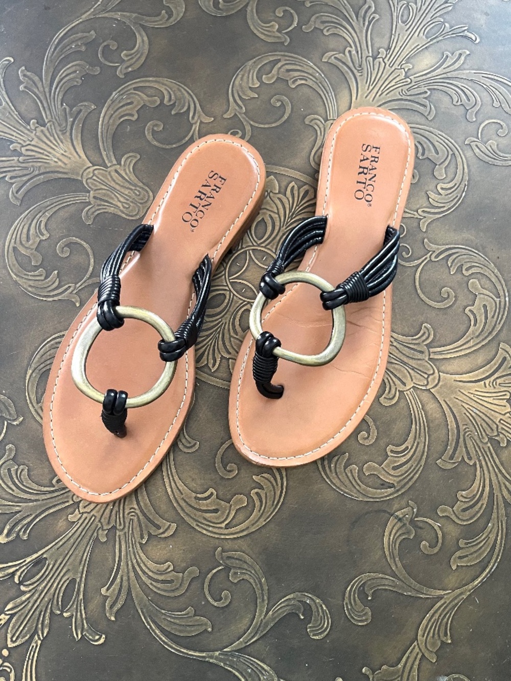 Franco Sarto Women's Sandals Size 9 Medium Leather Summer Flip Flops